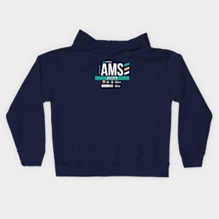 Amsterdam (AMS) Airport Code Baggage Tag Kids Hoodie